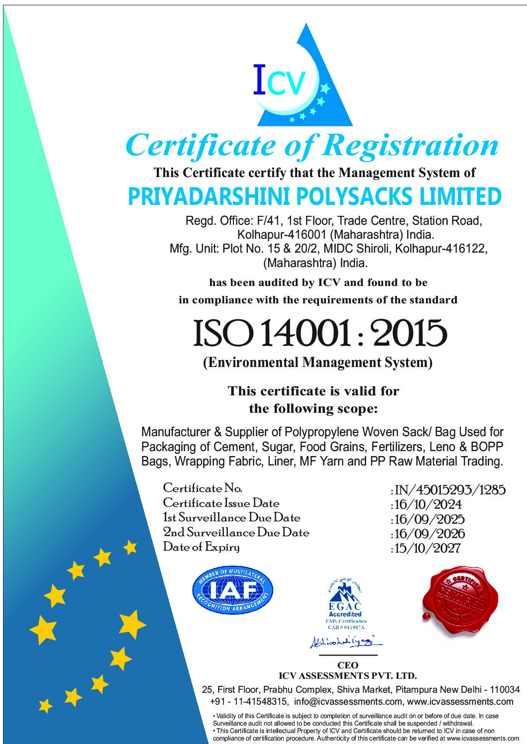 PRIYADARSHINI POLYSACKS LIMITED 14001