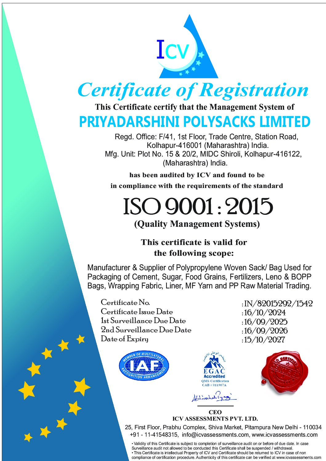 PRIYADARSHINI POLYSACKS LIMITED 9001